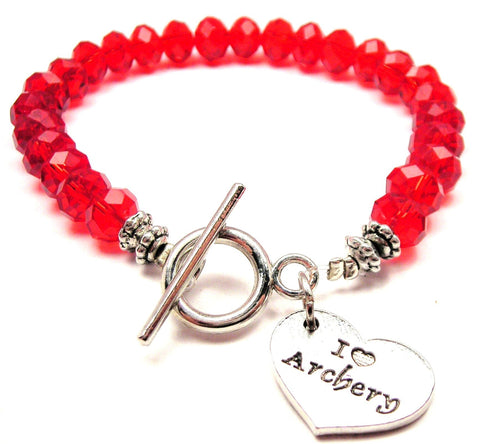 I Love Archery,  Archery Charm,  Archery Bracelet,  Archery Jewelry,  Archery,  Bow & Arrow,  Crystal Bracelet,  Toggle Bracelet