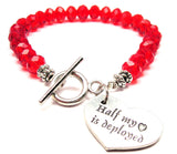 Half My Heart Is Deployed Crystal Beaded Toggle Style Bracelet