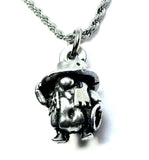 Cowboy Gnome with cowgirl hat   3D  Charm Necklace