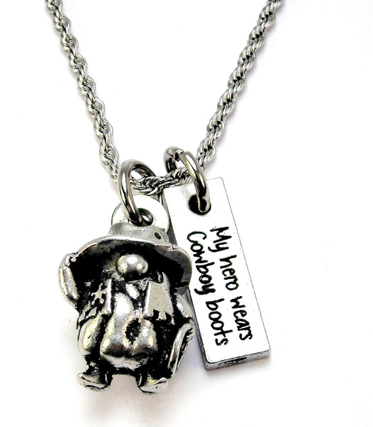 Cowboy Gnome my hero wears cowboy boots  3D  Charm Necklace