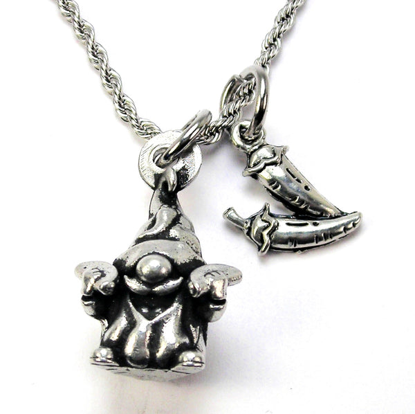 Taco Eating Gnome with an extra Jalapenos  20" Chain Necklace