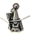 Warty Witch Gnome Fly with me witch broom Single Charm Necklace