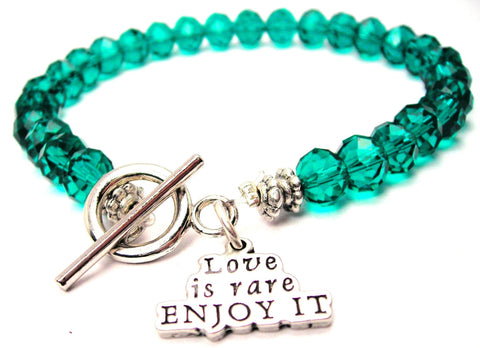 Love Is Rare,  Love Is Rare Enjoy It,  Love Charm,  Love Bracelet,  Love Jewelry,  Crystal Bracelet,  Toggle Bracelet