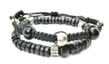 Men's Black Beaded Bracelet Set of Two