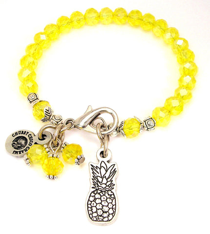 Summer Pineapple Splash Of Color Crystal Bracelet