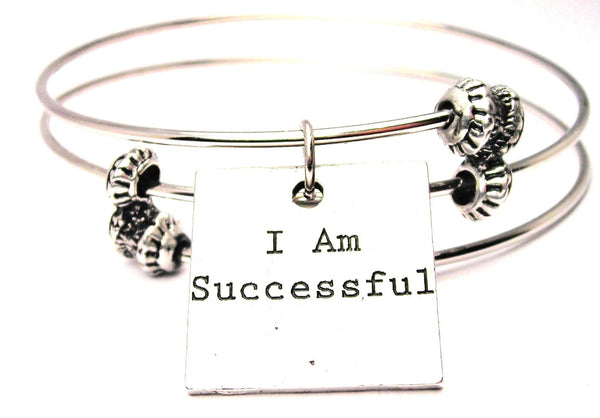 I Am Successful Triple Style Expandable Bangle Bracelet