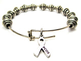 3 Piece PCOS Awareness Ribbon Buterfly Trio Expandable Bangle Bracelet Set