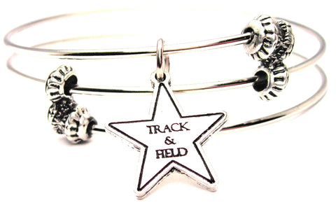 Track And Field Star Triple Style Expandable Bangle Bracelet