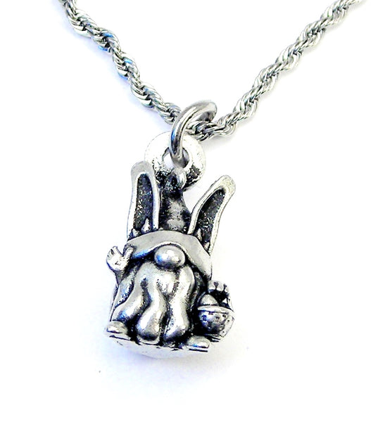 Easter Bunny Gnome with bunny ears Single Charm Necklace