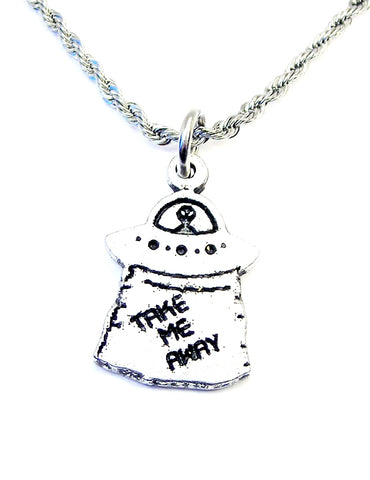 Take me Away  Alien Space ship UFO  Single Charm Necklace