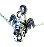 Gnome all ready in his Halloween costume as a Vampire Bat Single Charm Necklace