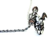 Gnome all ready in his Halloween costume as a Vampire Bat Single Charm Necklace