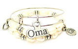 Oma Fresh Water Pearls Expandable Bangle Bracelet Set