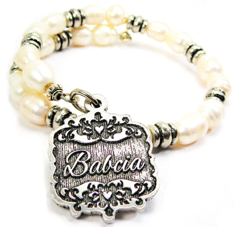 Babcia Victorian Scroll Fresh Water Pearl Wrap Bracelet