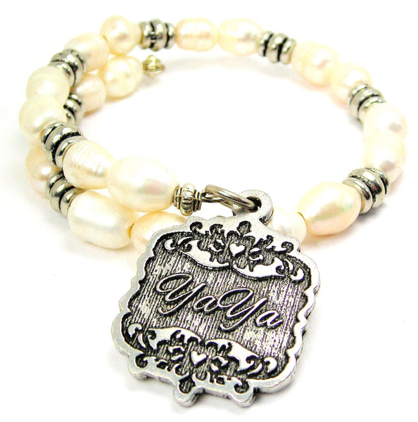 YaYa Victorian Scroll Fresh Water Pearl Wrap Bracelet