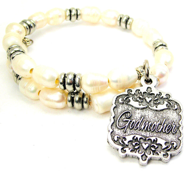 Godmother Victorian Scroll Fresh Water Pearl Wrap Bracelet