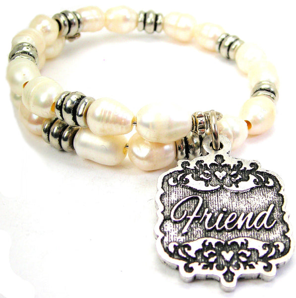 Friend Victorian Scroll Fresh Water Pearl Wrap Bracelet