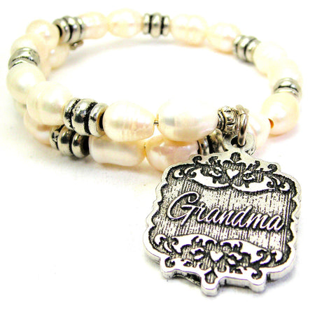 Grandma Victorian Scroll Fresh Water Pearl Wrap Bracelet