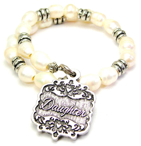 Daughter Victorian Scroll Fresh Water Pearl Wrap Bracelet