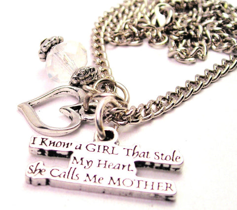 I Know A Girl That Stole My Heart She Calls Me Mother Heart And Crystal Necklace