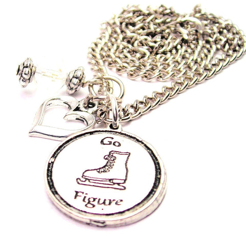 Go Figure - Figure Skating Necklace with Small Heart