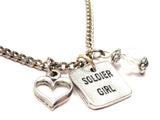 Soldier Girl Square Necklace with Small Heart