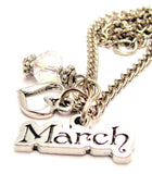 March Outlined Necklace with Small Heart