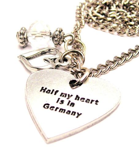 Half My Heart Is In Germany Necklace with Small Heart