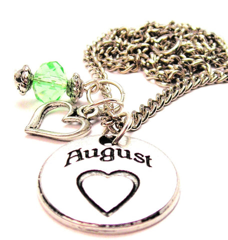 August Circle Necklace with Small Heart