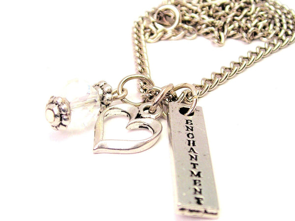 Enchantment Long Tab Necklace with Small Heart