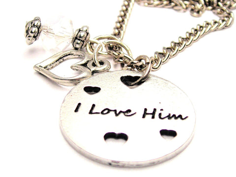 I Love Him With Hearts Necklace with Small Heart