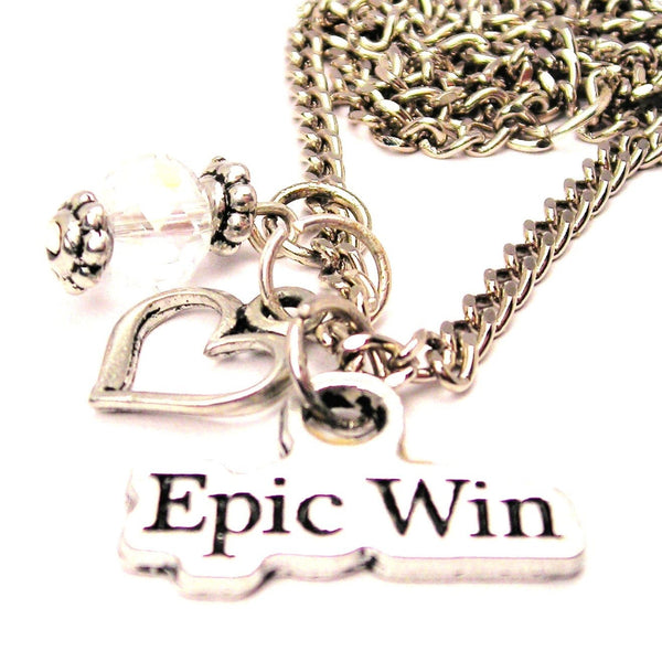 Epic Win Necklace with Small Heart