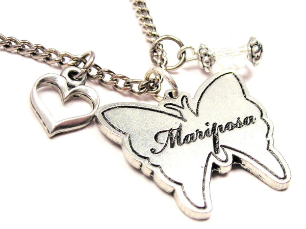 Mariposa Butterfly Necklace with Small Heart