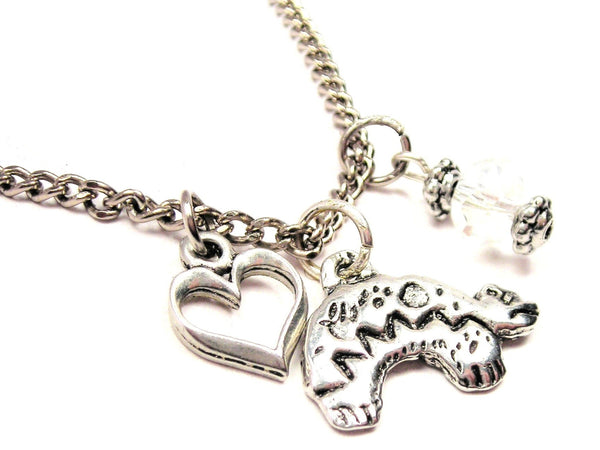 Heartline Bear Necklace with Small Heart