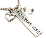 Veterans Wife Tab Necklace with Small Heart