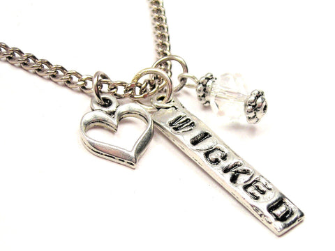 Wicked Tab Necklace with Small Heart