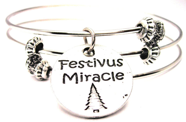 Festivus Miracle Triple Style Expandable Bangle Bracelet