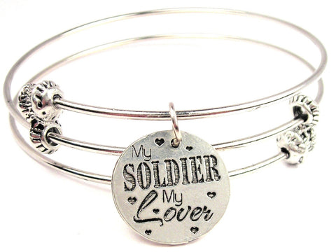 My Soldier My Lover Triple Style Expandable Bangle Bracelet