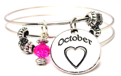 October Circle Triple Style Expandable Bangle Bracelet