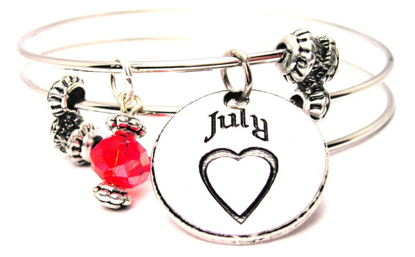 July Circle Triple Style Expandable Bangle Bracelet