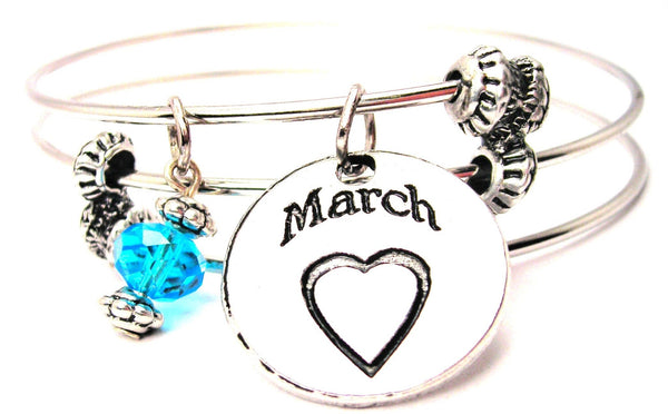 March Circle Triple Style Expandable Bangle Bracelet