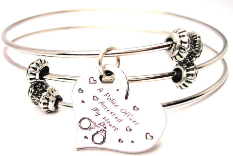 A Police Officer Arrested My Heart Triple Style Expandable Bangle Bracelet