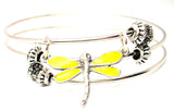 Dragonfly Hand Painted Triple Style Expandable Bangle Bracelet