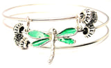 Dragonfly Hand Painted Triple Style Expandable Bangle Bracelet