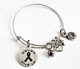 3 Bracelet Set Thyroid Cancer Awareness Ribbon, Never Give Up And Strength Expandable Bangle Bracelet Splash Of Color Set