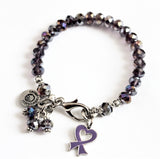 3 Bracelet Set Fibromyalgia Awareness Ribbon Never Give Up And Strength Expandable Bangle Bracelet Splash Of Color Set