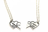 Mother Daughter Hearts BBF Two Piece Necklace Set