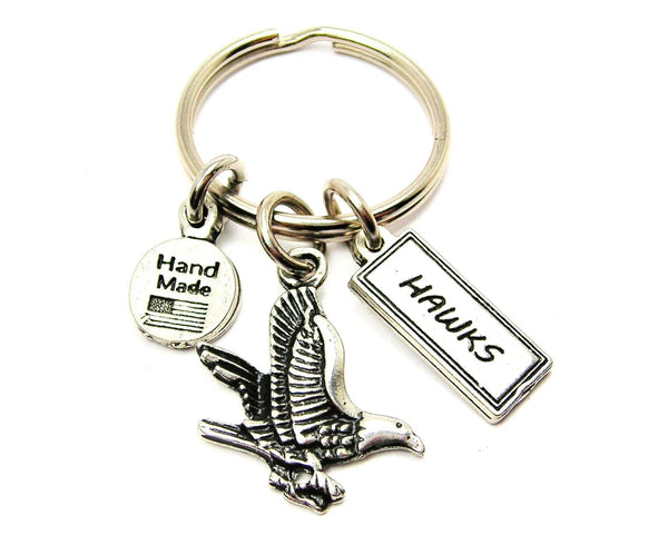 Hawk With Hawks Tab Key Chain