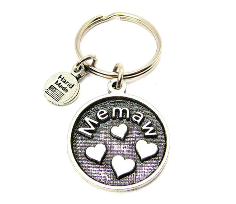 Memaw With Hearts Key Chain