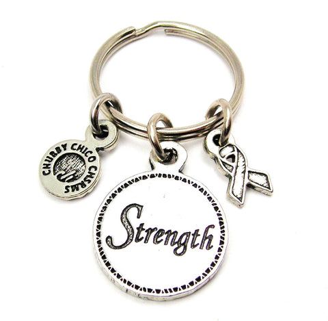 Strength Circle With Awareness Ribbon Key Chain